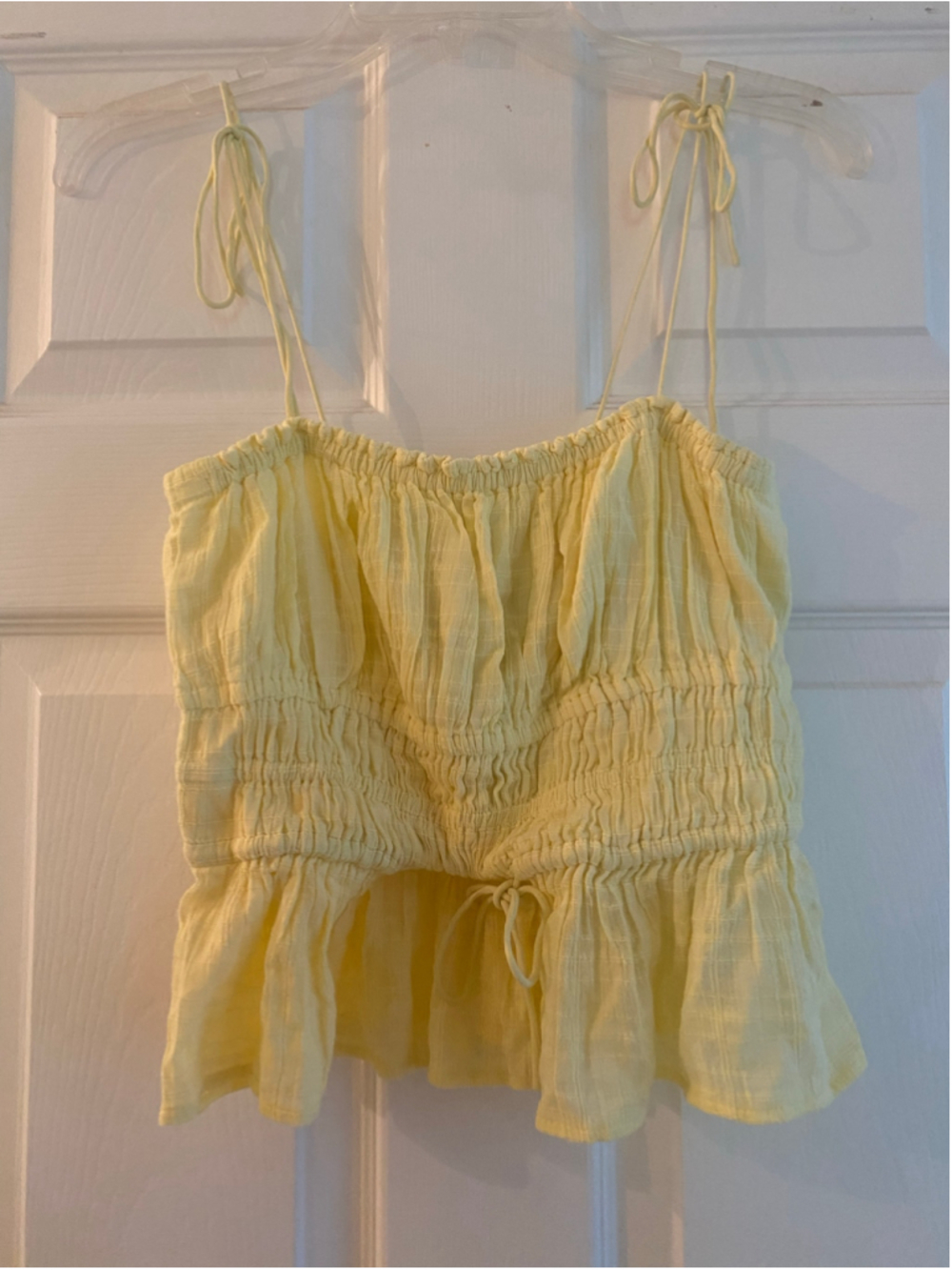 Women's J. Crew Yellow Smocked Peplum Camisole Top - Size Small -NWT